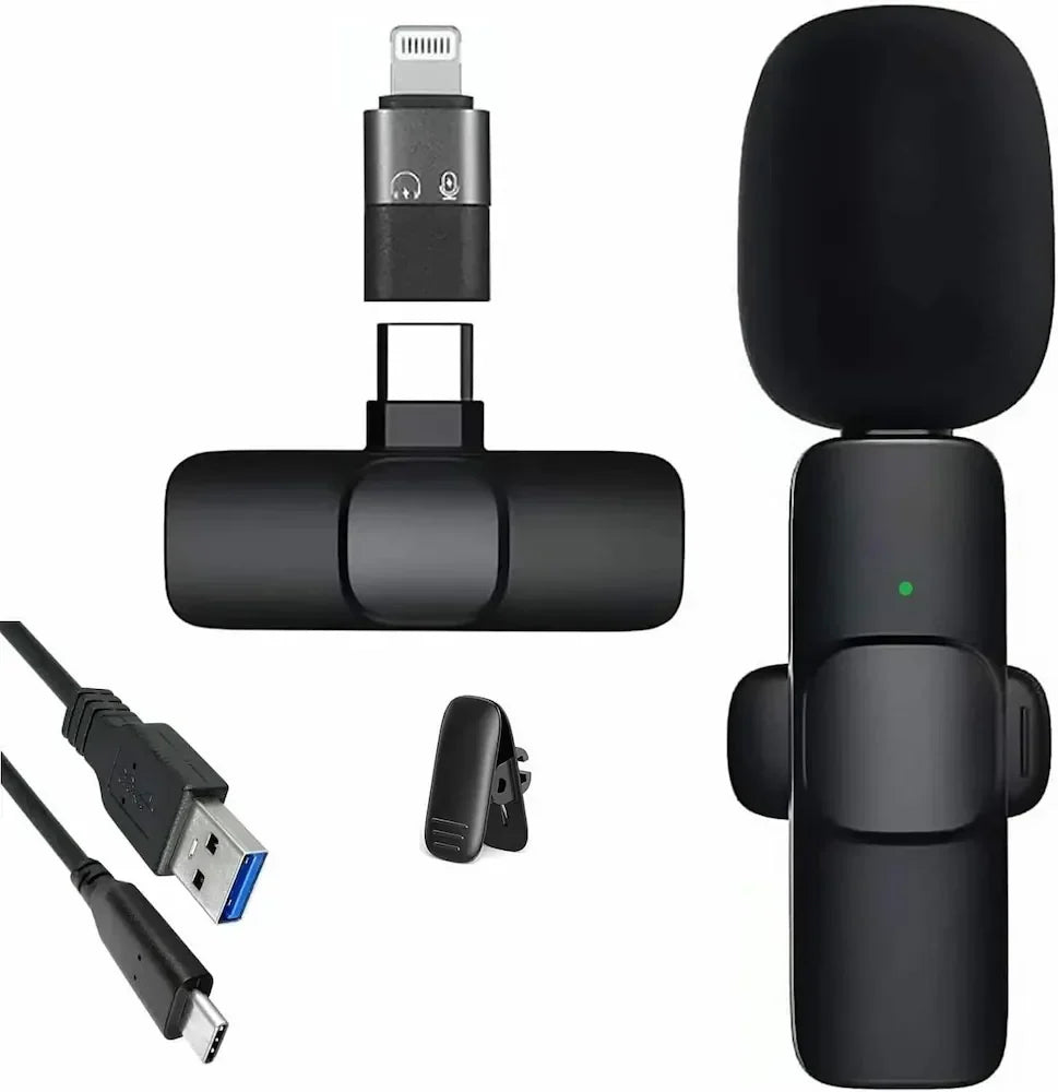 SE HUB K8 Black Modern 2 in 1 Wireless Microphone