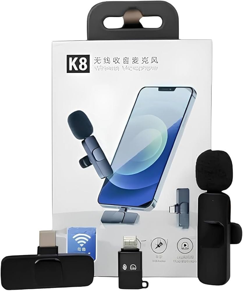SE HUB K8 Black Modern 2 in 1 Wireless Microphone