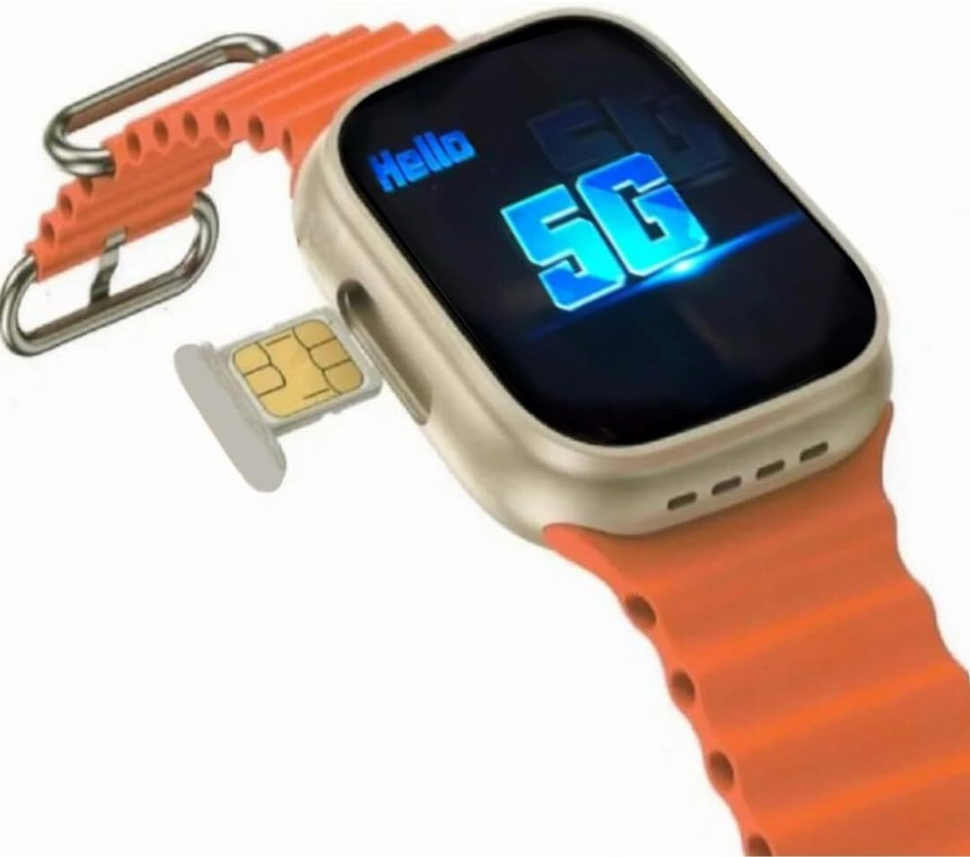 S8 ULTRA 5G SIM Android Smart Watch Honeycomb Edition, (4G SIM Supported) Smartwatch (Orange, Black Strap, 49 mm)