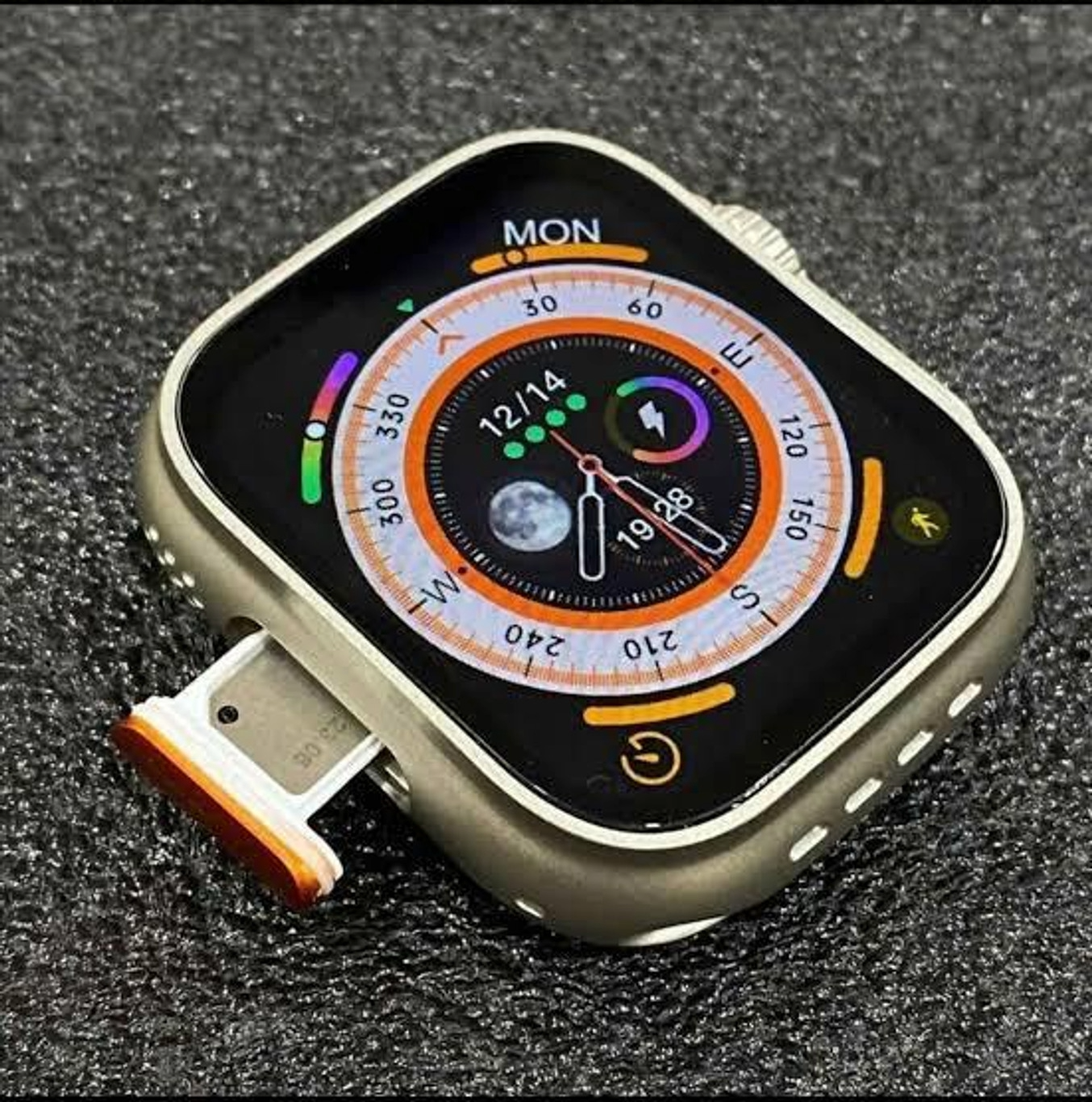 S8 ULTRA 5G SIM Android Smart Watch Honeycomb Edition, (4G SIM Supported) Smartwatch (Orange, Black Strap, 49 mm)