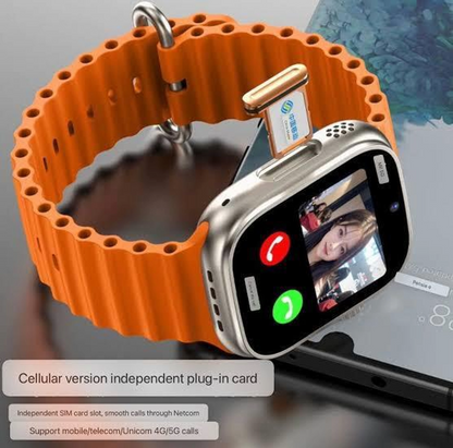 S8 ULTRA 5G SIM Android Smart Watch Honeycomb Edition, (4G SIM Supported) Smartwatch (Orange, Black Strap, 49 mm)