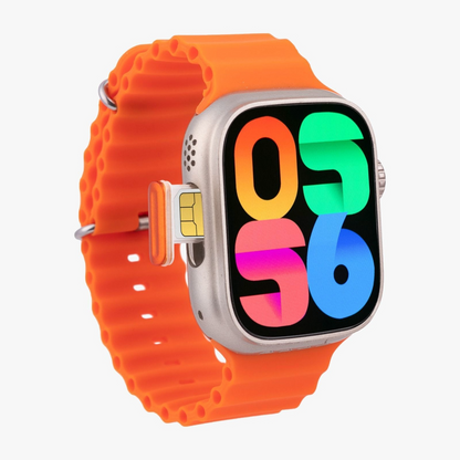 DUALCAMERA Ultra S9 Android Smart Watch 5G SIM Dual Camera Water Drop Screen Video Call Smartwatch (Black, Orange Strap, 49MM)ns and answers available