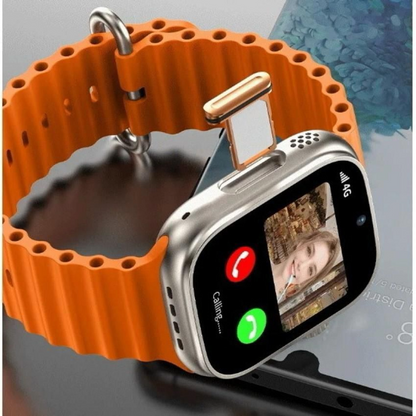 DUALCAMERA Ultra S9 Android Smart Watch 5G SIM Dual Camera Water Drop Screen Video Call Smartwatch (Black, Orange Strap, 49MM)ns and answers available