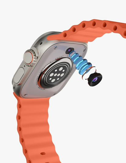 DUALCAMERA Ultra S9 Android Smart Watch 5G SIM Dual Camera Water Drop Screen Video Call Smartwatch (Black, Orange Strap, 49MM)ns and answers available