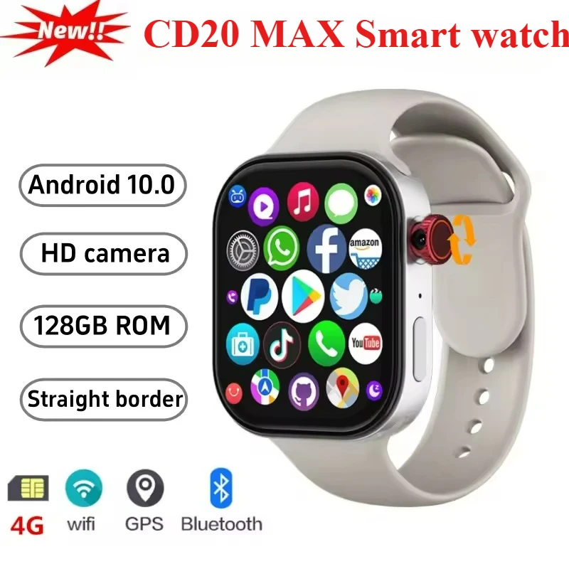 S20 / CD20 Super AMOLED 5G Android Smartwatch with 8GB RAM + 128GB Storage | 120Hz Display | Android OS | SIM Support | Rotating Camera | Bluetooth Calling