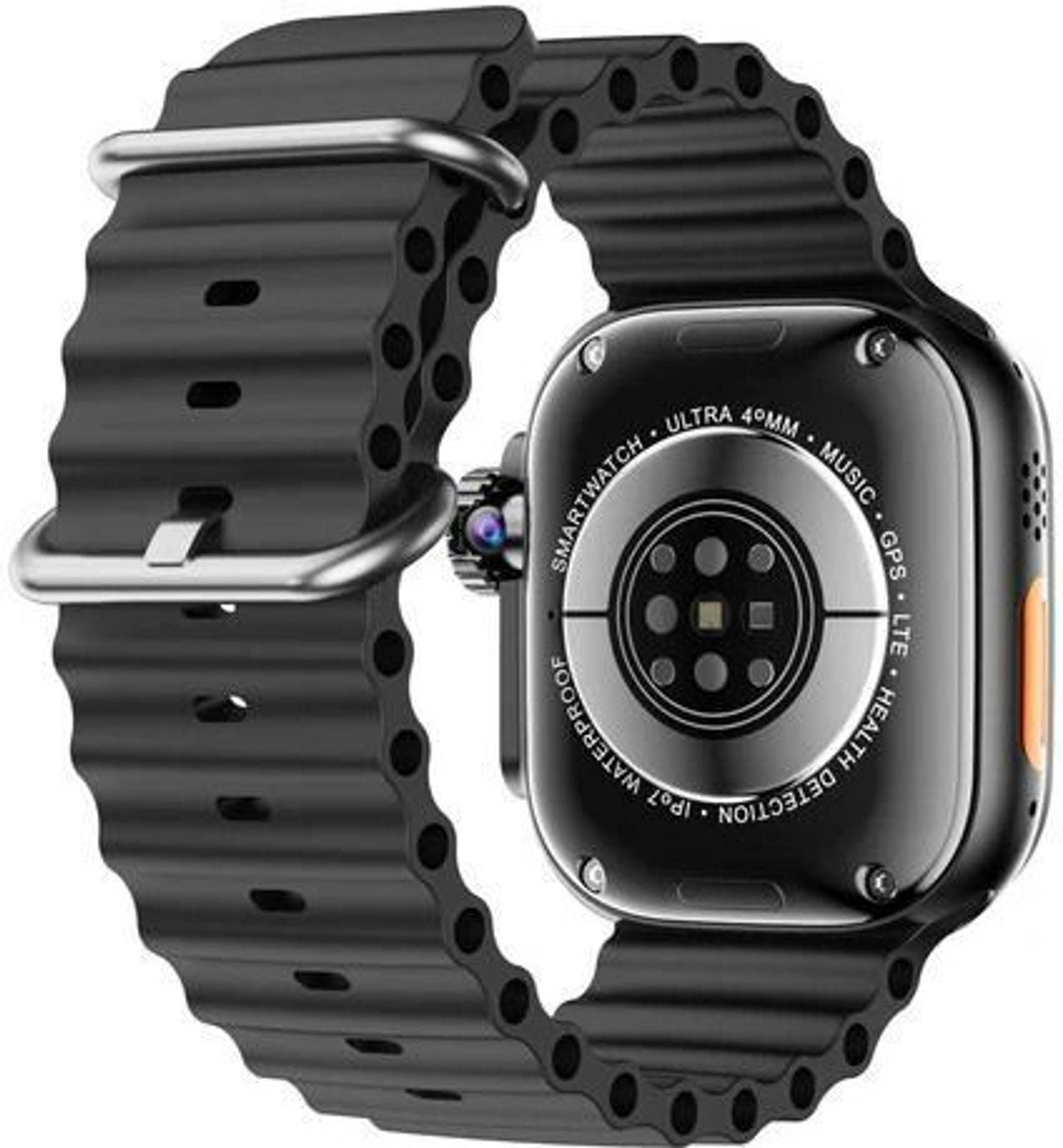WS Ultra S9/CD9 Black 4G/5G Android Watch 180° Camera AMOLED GPS WiFi 8GB+128GB Smartwatch (Black, Orange Strap, 49MM)