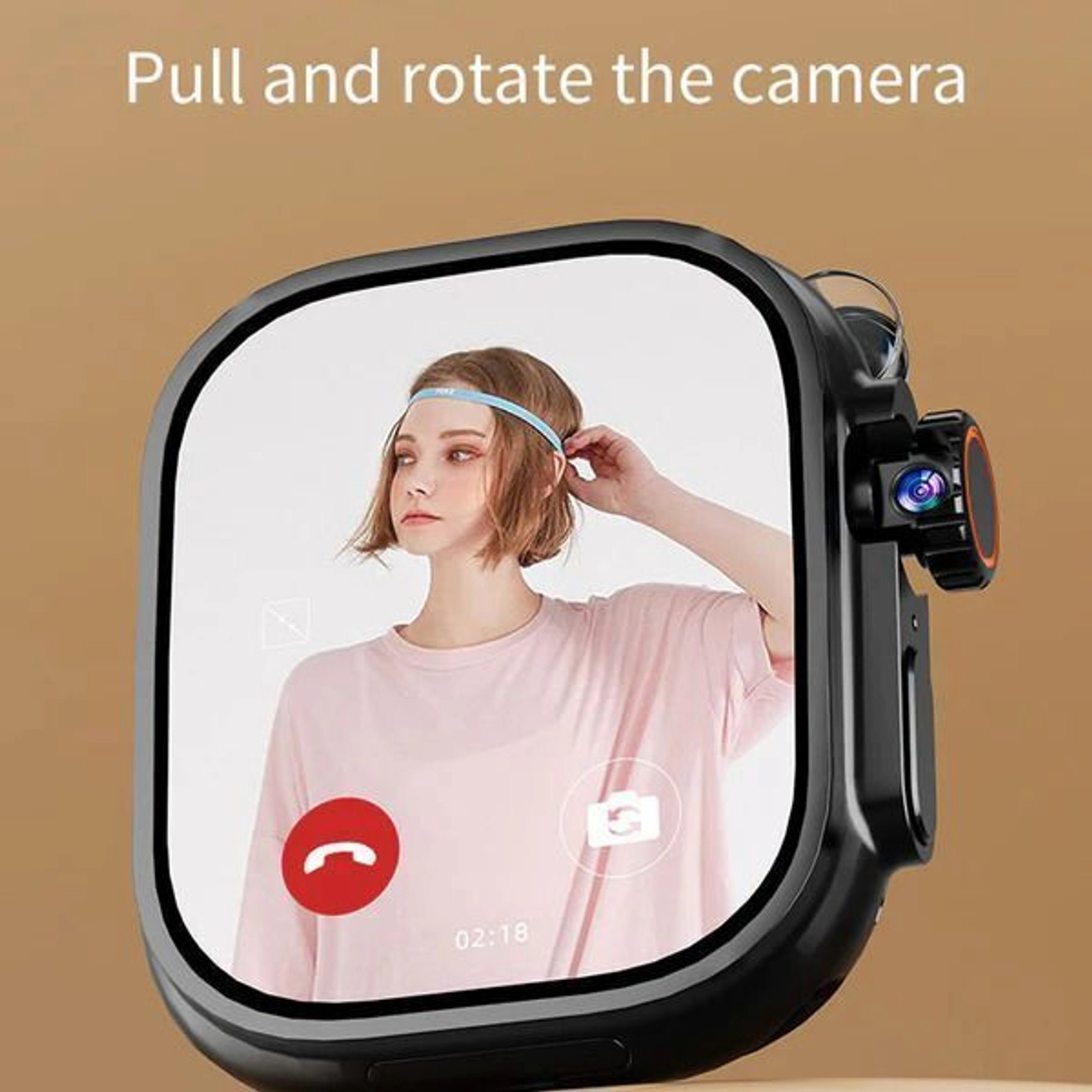 WS Ultra S9/CD9 Black 4G/5G Android Watch 180° Camera AMOLED GPS WiFi 8GB+128GB Smartwatch (Black, Orange Strap, 49MM)