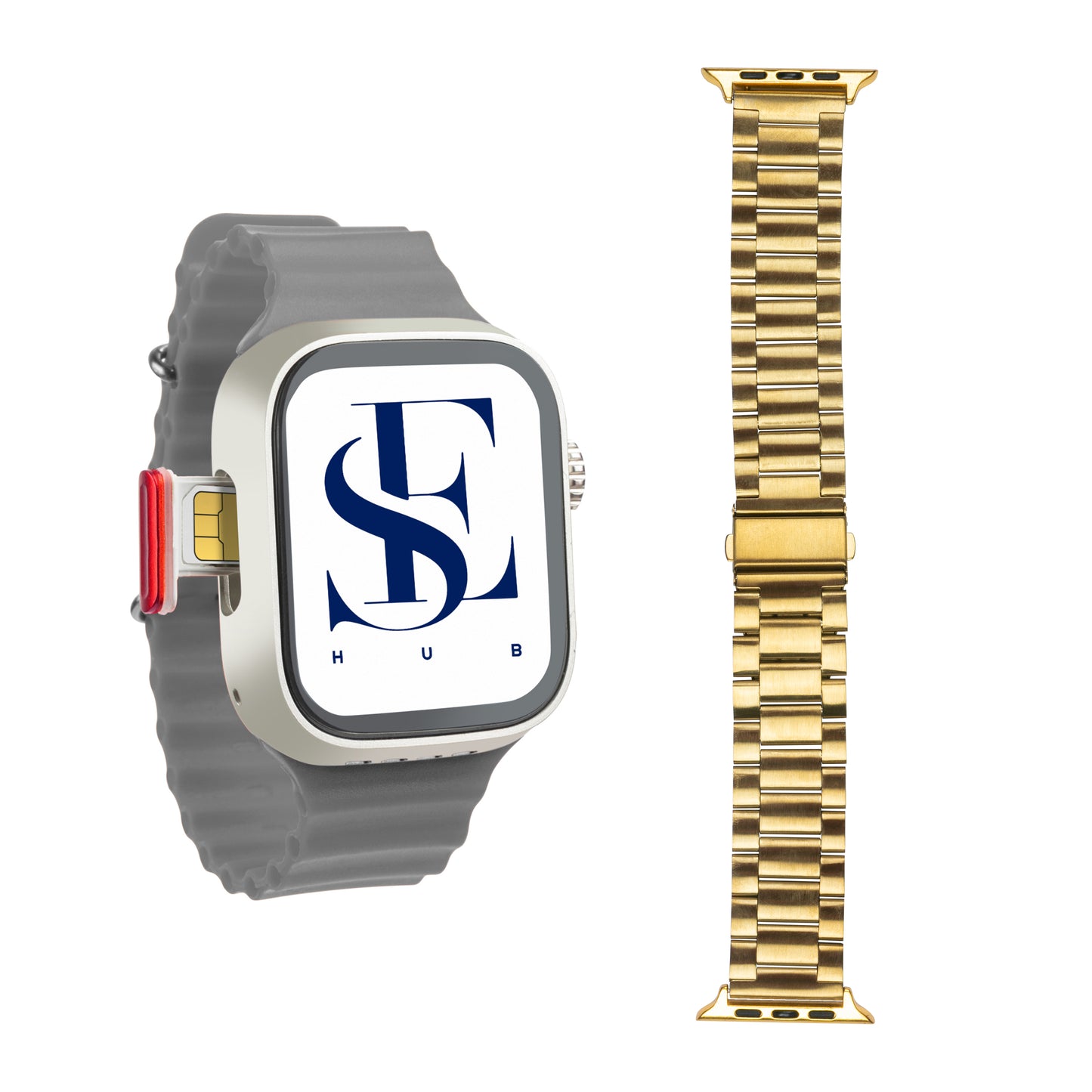 Premium S8 Ultra 5G SIM Android Smart Watch with Play Store, Maps, YouTube, VoLTE Calling, Sports Features, HD Display & Heavy Metal Gold Strap | 5G SIM Supported | Extra Orange & Black Bands