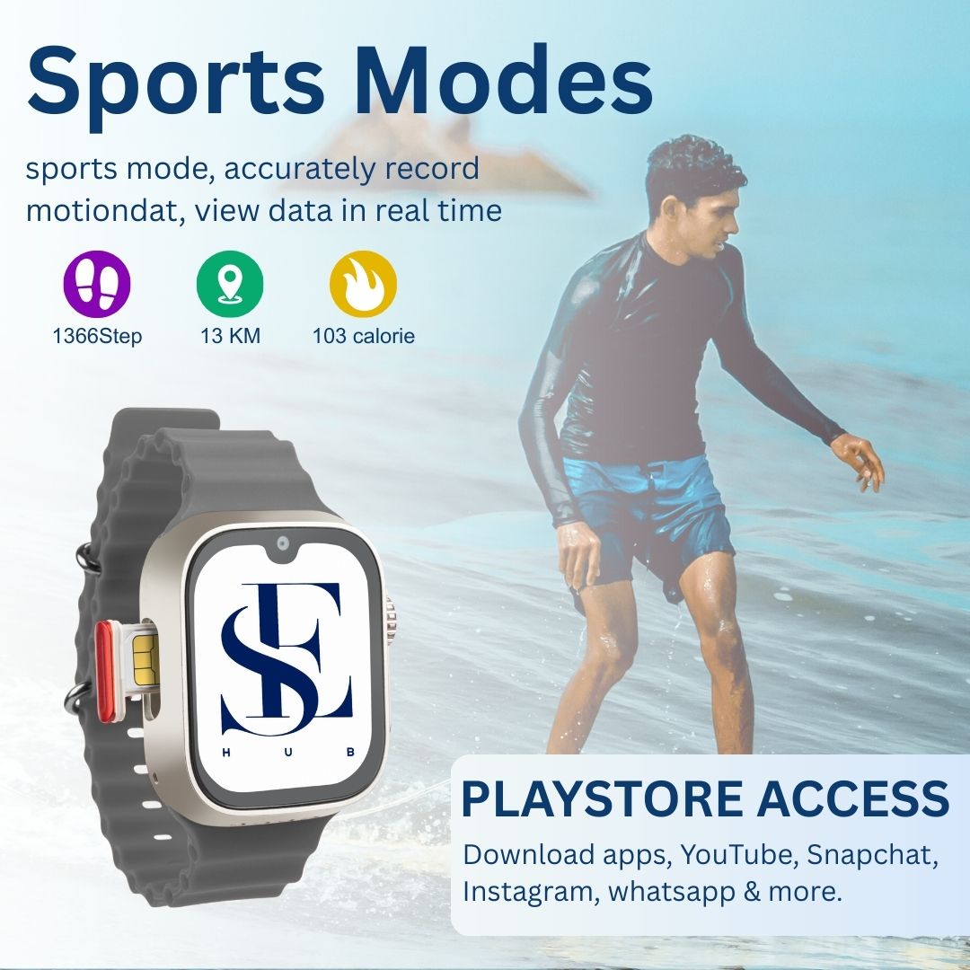 S9 Ultra GS37 5G SIM Smartwatch | 2.0” AMOLED Display | 4GB+64GB | Dual Camera | Bluetooth Calling | Android Apps | Magnetic Black Strap