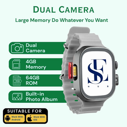HW Call 2 Android Smartwatch Gift Set with 7 Interchangeable Straps | 4G SIM Support | Camera | 4GB+64GB | Bluetooth & Video Calling Smart Watch